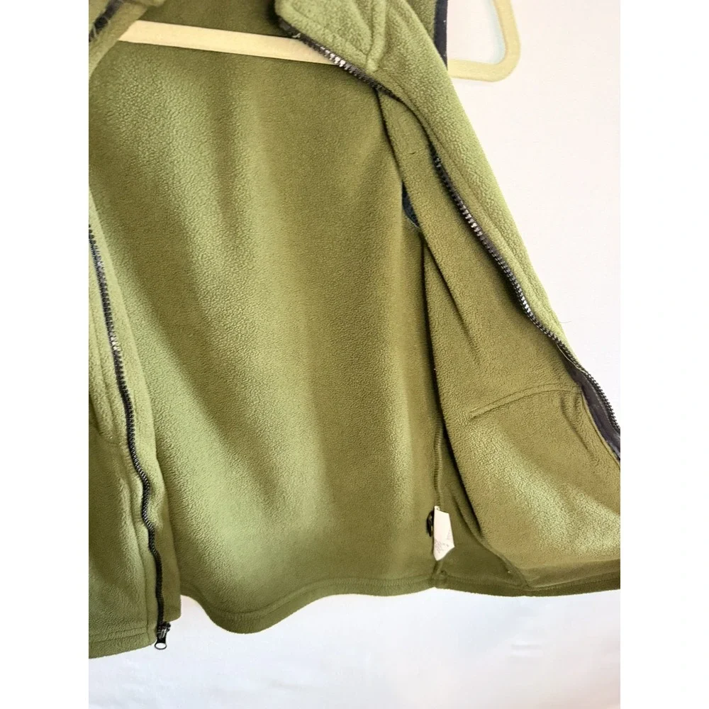 CAT Caterpillar Kids Fleece Vest Green Full Zip Size 10/12